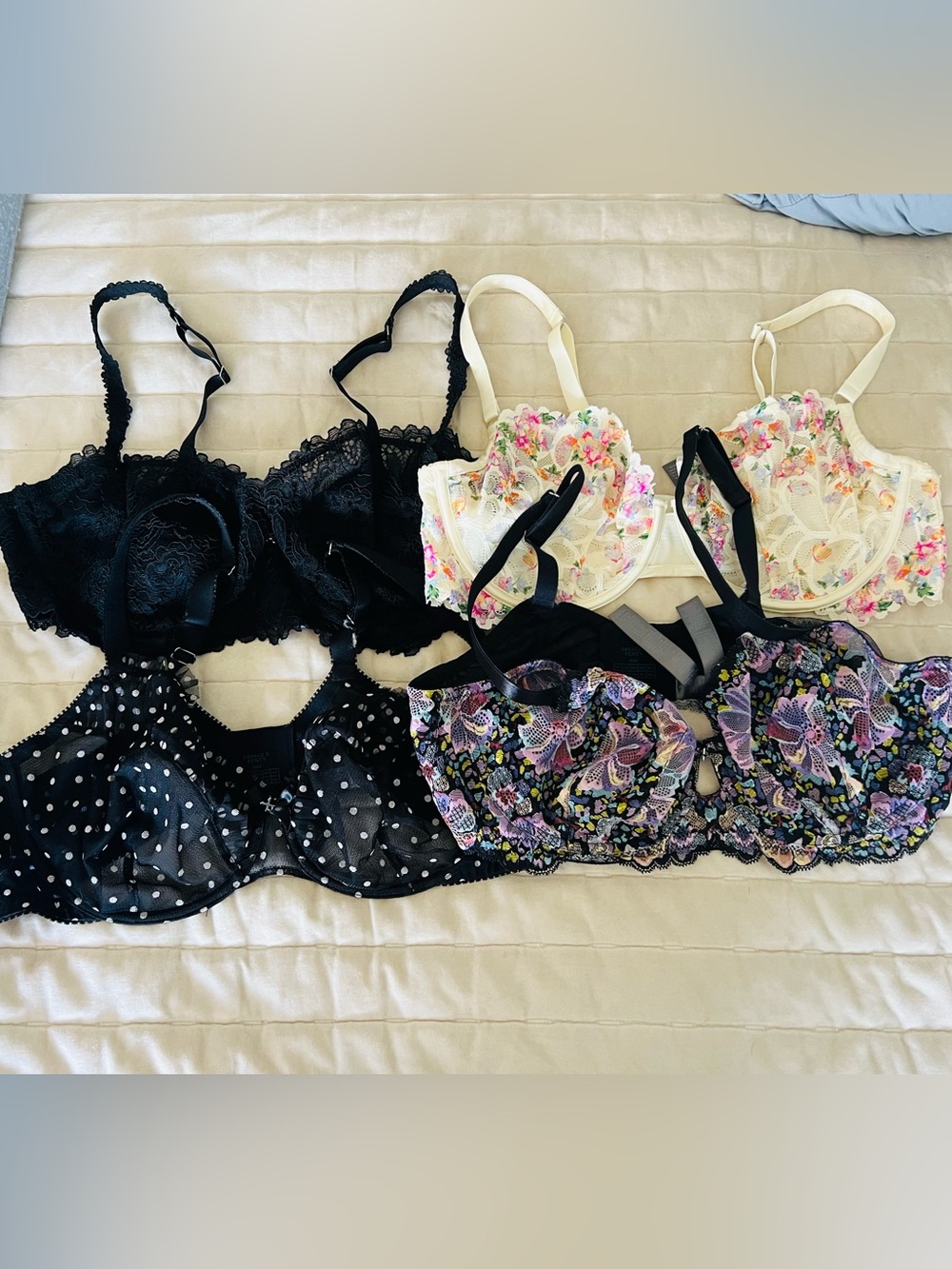 Savage X Fenty by Rihanna Floral Polka Dot & Lace Underwire Bras - bundle of 4